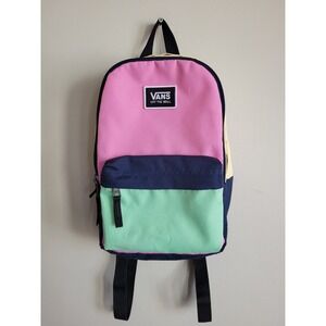 Vans Off The Wall Mini Backpack Colorblock Pink Yellow Green Canvas Bag